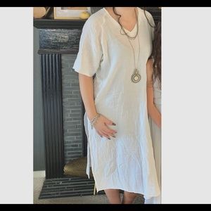 Shein white gauze long boho dress medium large
